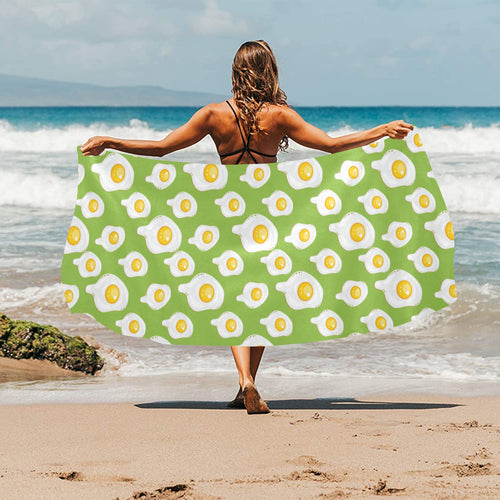 Fried Eggs Pattern Print Design 01 Beach Towel