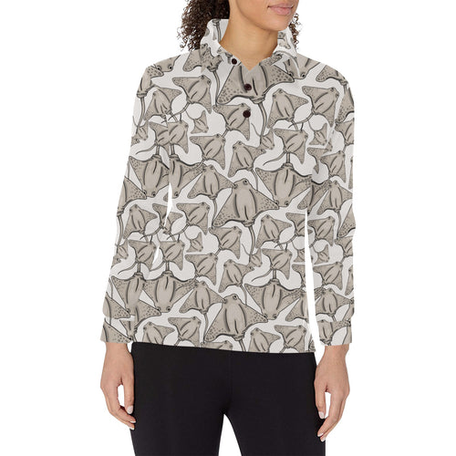 Stingray Pattern Print Design 05 Women's Long Sleeve Polo Shirt
