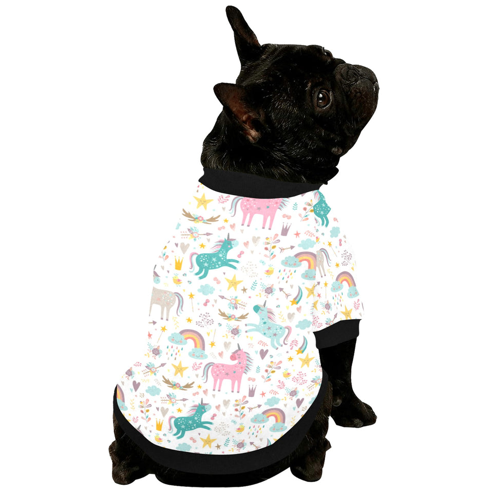 Colorful unicorn pattern All Over Print Pet Dog Round Neck Fuzzy Shirt
