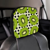 kiwi black dot background Car Headrest Cover