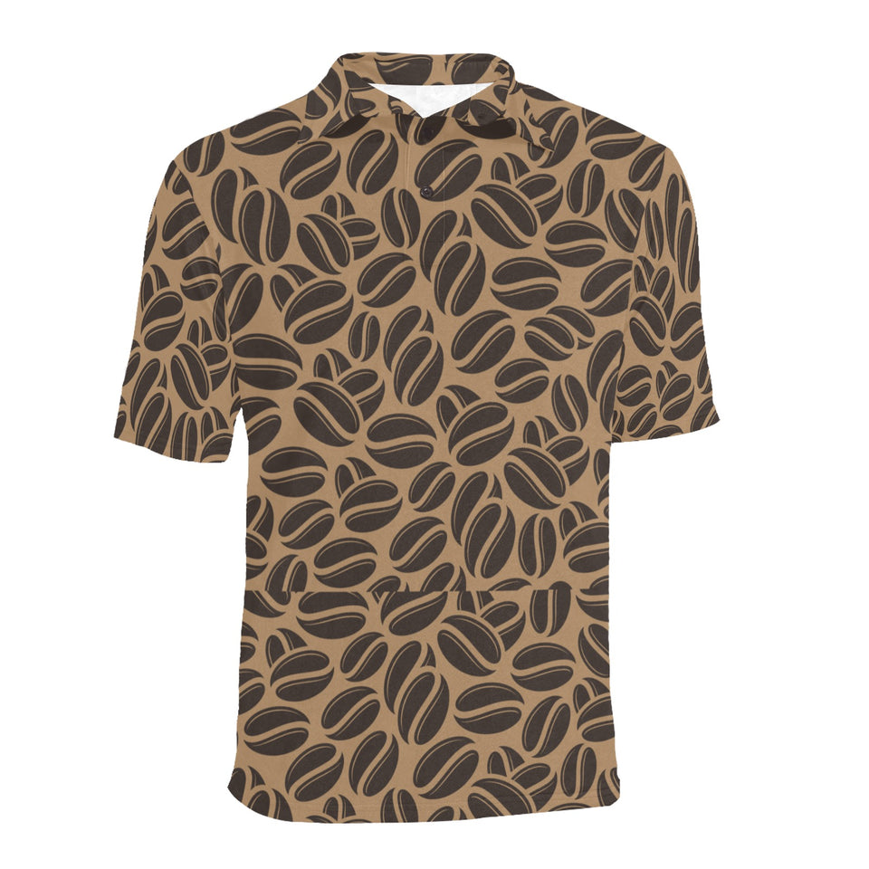 Coffee bean on brown background Men's All Over Print Polo Shirt