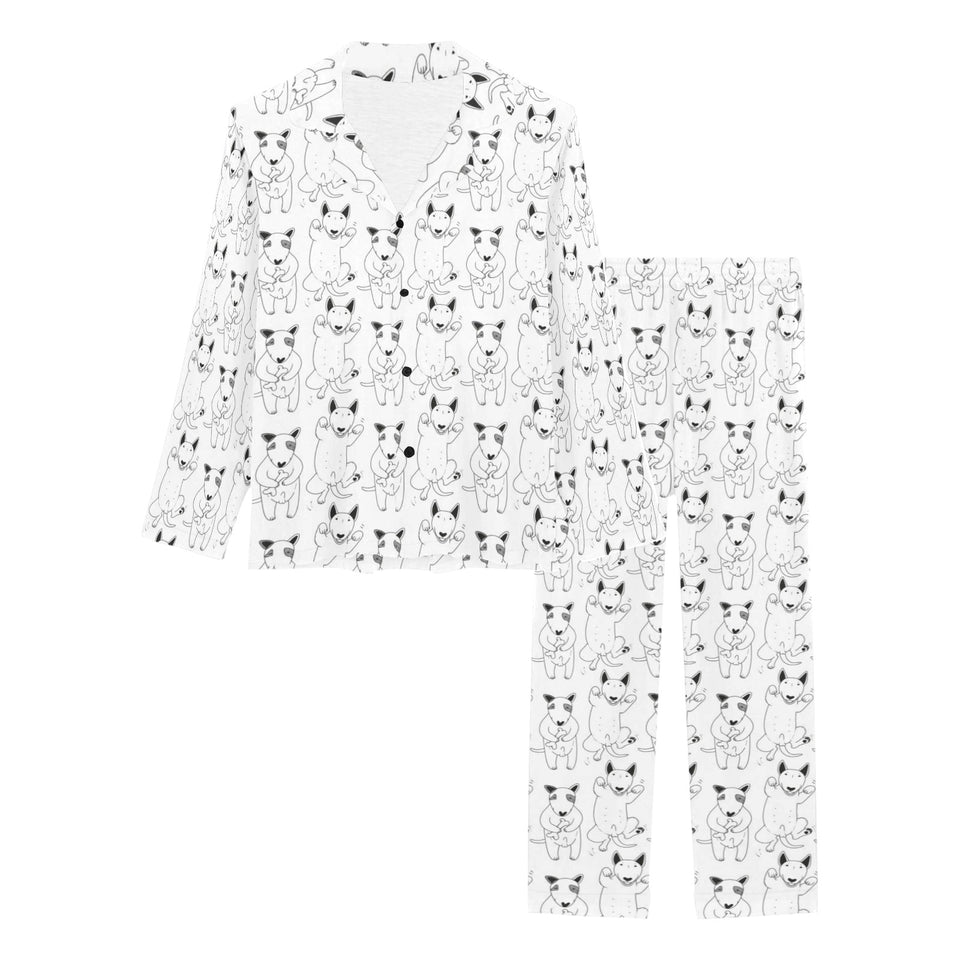 Bull Terrier Pattern Print Design 02 Women's Long Pajama Set
