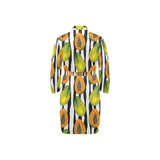 papaya design pattern Men's Long Sleeve Belted Night Robe