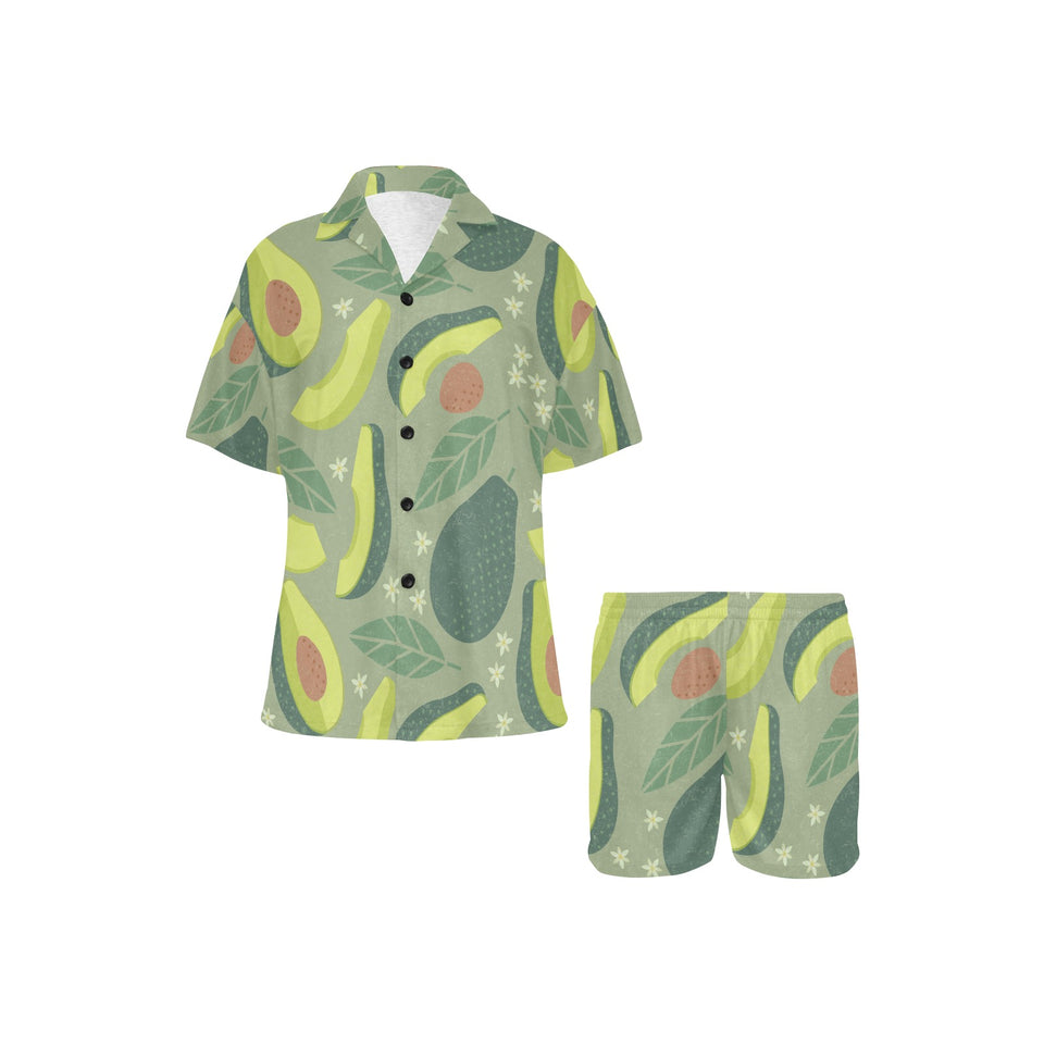 Avocado pattern Women's V-Neck Short Pajama Set