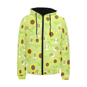 Snail Pattern Print Design 01 Men's Padded Hooded Jacket