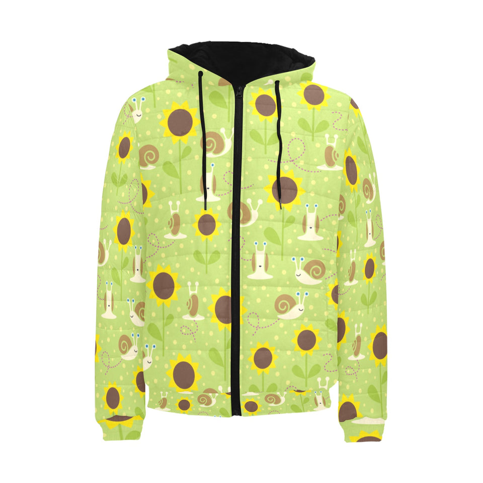 Snail Pattern Print Design 01 Men's Padded Hooded Jacket