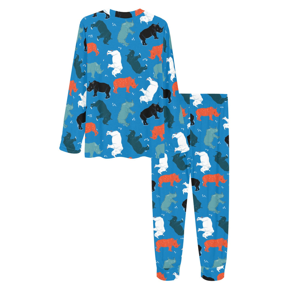 Colorful rhino pattern Women's All Over Print Pajama Set