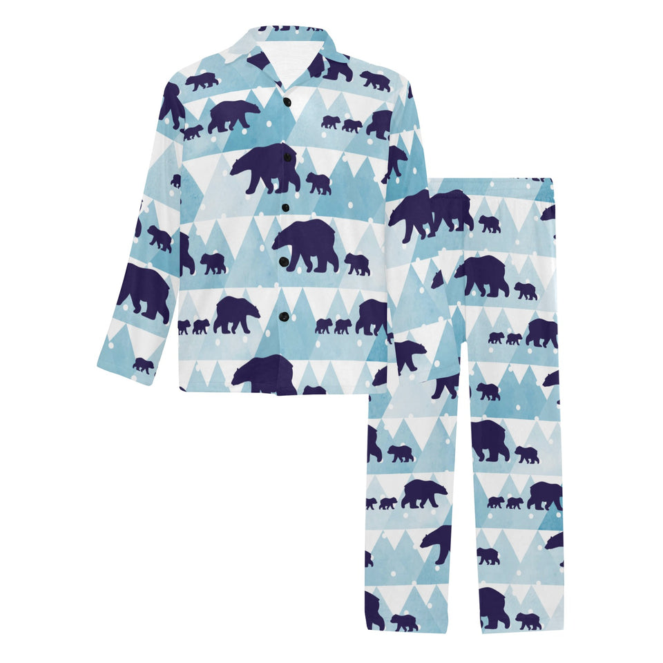 polar bear winter snow pattern Men's Long Pajama Set