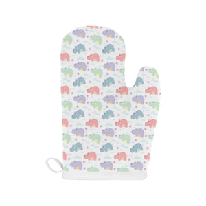 Hippopotamus Pattern Print Design 03 Heat Resistant Oven Mitts
