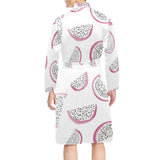 dragon fruit pattern Men's Long Sleeve Belted Night Robe