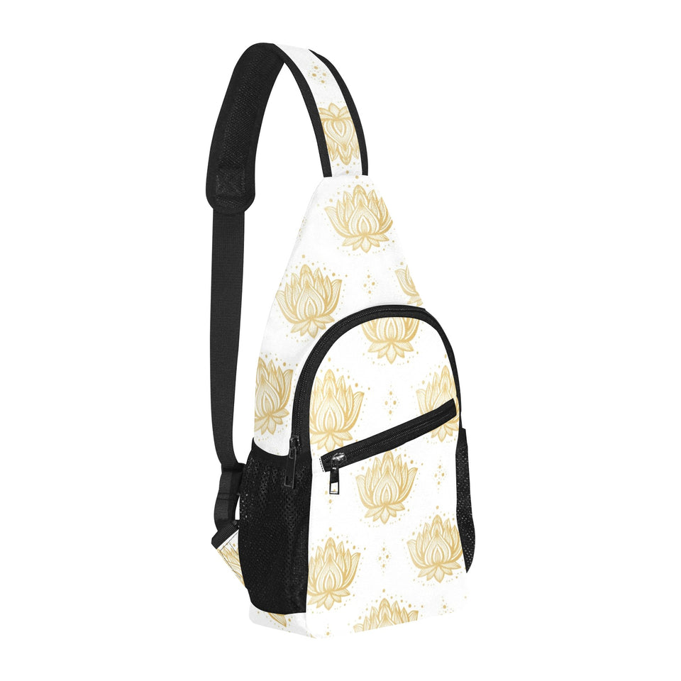 Gold Ornamental lotue waterlily symbol pattern All Over Print Chest Bag