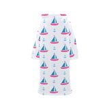 Sailboat anchor pattern Blanket Robe with Sleeves