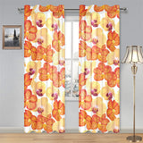 Orange yellow orchid flower pattern background Gauze Curtain