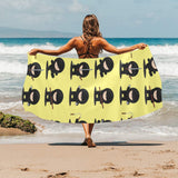 Cute ninja yellow background Beach Towel