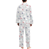 Airplane cloud grey background Men's Long Pajama Set