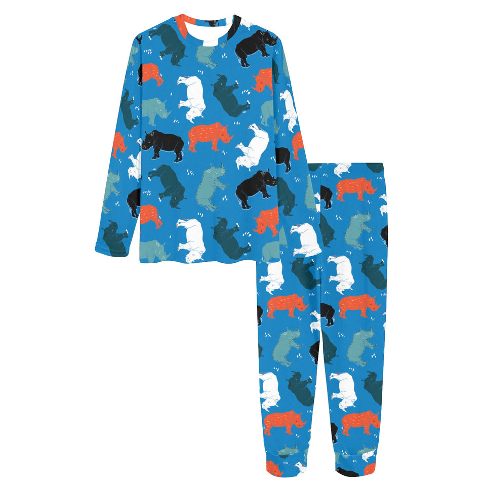 Colorful rhino pattern Women's All Over Print Pajama Set