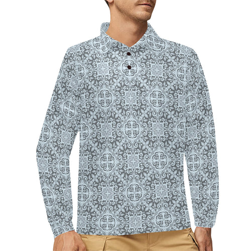 Traditional indian element pattern Men's Long Sleeve Polo Shirt