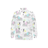 Cute elephant mouse pattern Men's Long Sleeve Polo Shirt