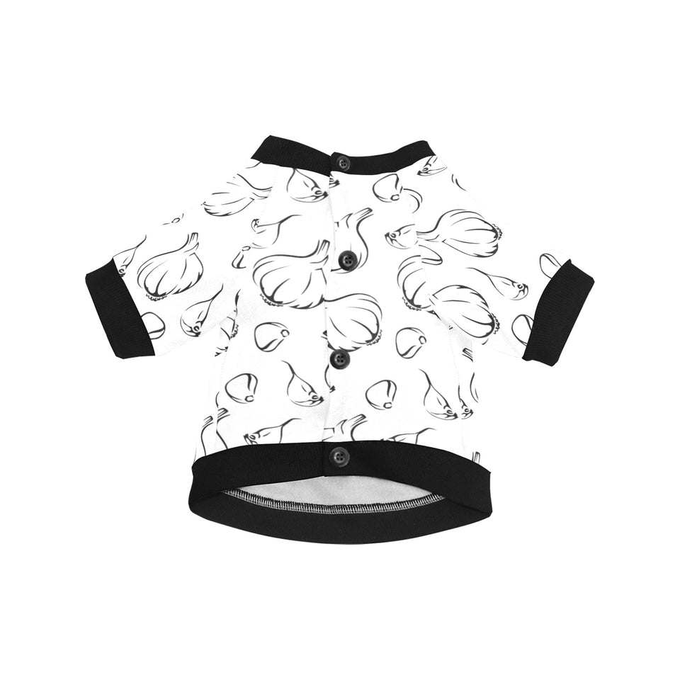 Garlic pattern black white All Over Print Pet Dog Round Neck Fuzzy Shirt