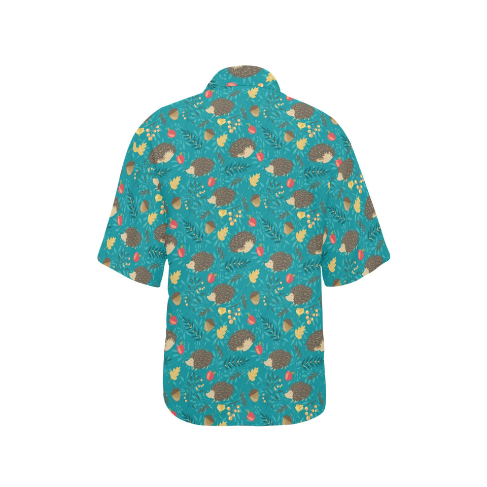Hedgehog Pattern Print Design 01 Women's All Over Print Hawaiian Shirt