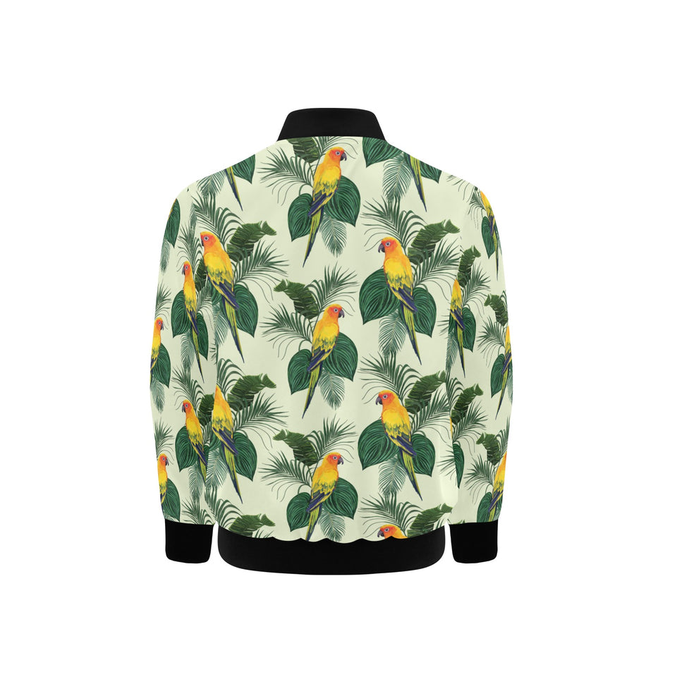 Beautiful parrot palm leaves pattern Kids' Boys' Girls' Bomber Jacket