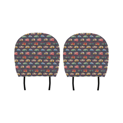 Camper Van Pattern Print Design 02 Car Headrest Cover