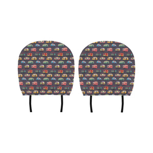 Camper Van Pattern Print Design 02 Car Headrest Cover