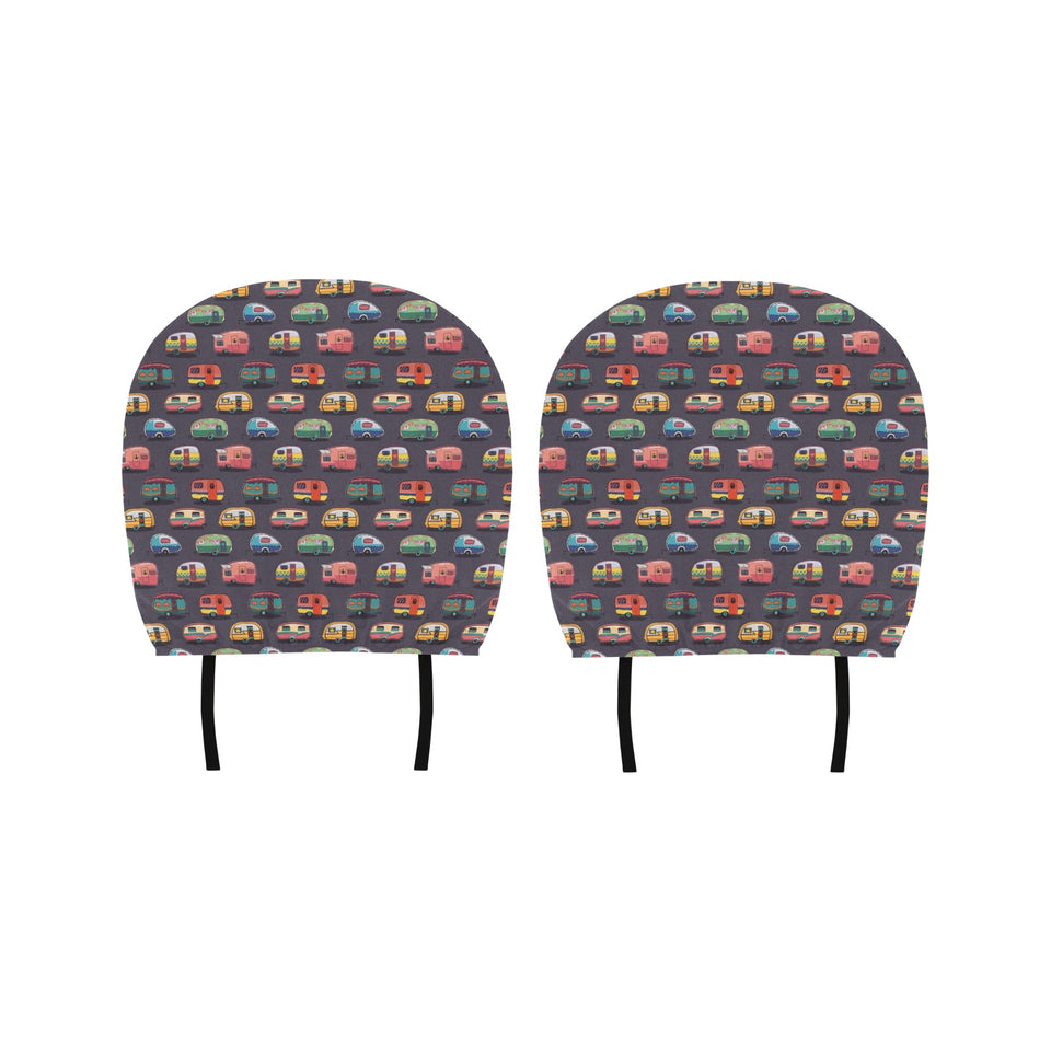 Camper Van Pattern Print Design 02 Car Headrest Cover