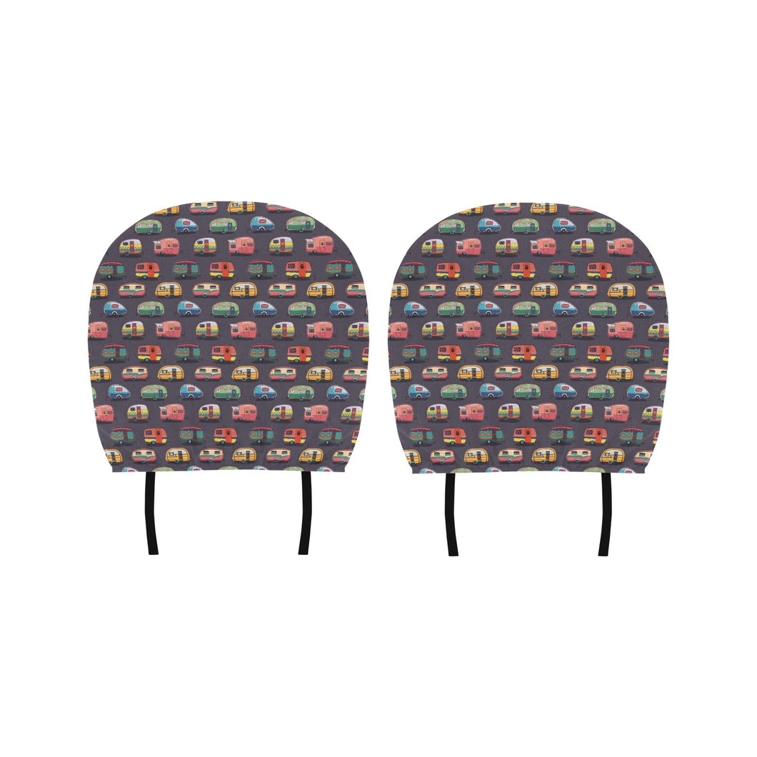 Camper Van Pattern Print Design 02 Car Headrest Cover