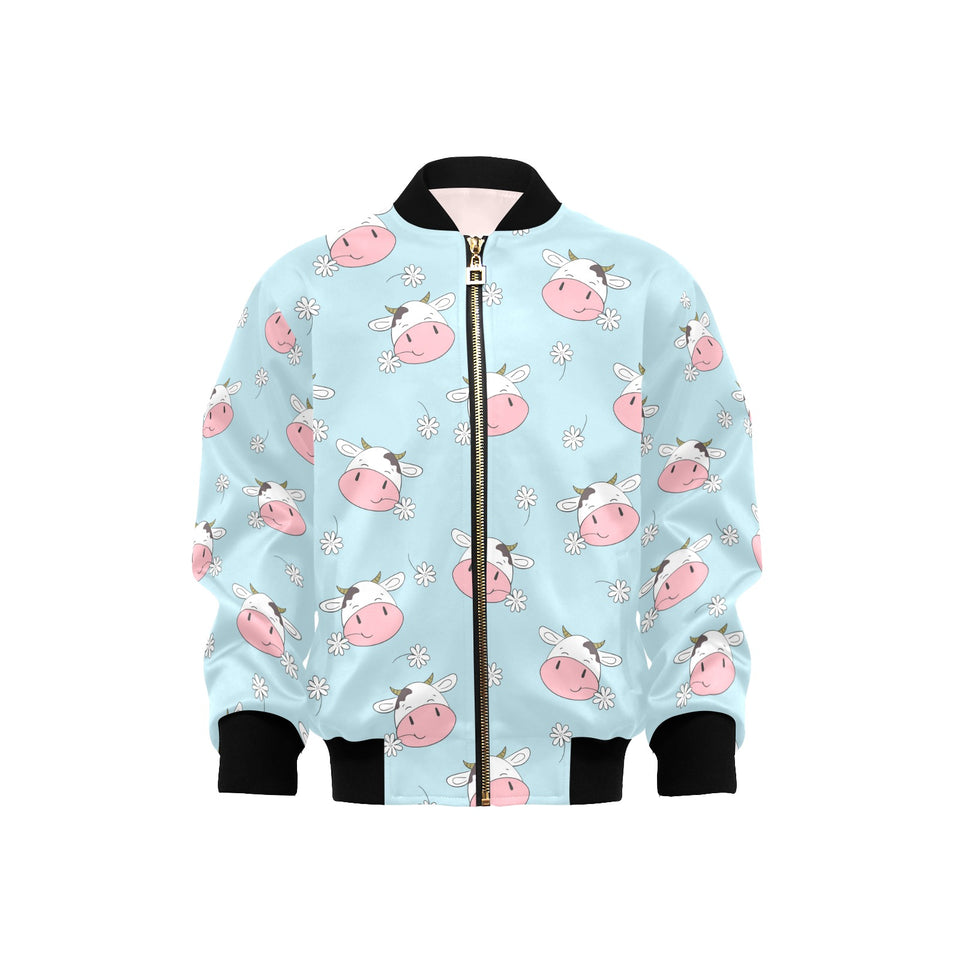 Cute cow flower pattern Kids' Boys' Girls' Bomber Jacket
