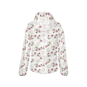 English Bulldog Pattern Print Design 01 Women's Padded Hooded Jacket