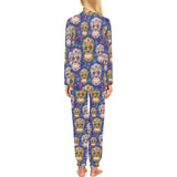 Sugar skull flower pattern Women's All Over Print Pajama Set