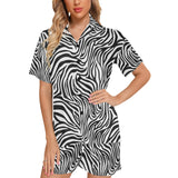 Zebra skin pattern Women's V-Neck Short Pajama Set