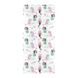 cute mermaid dolphin fish starfish pattern Beach Towel