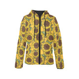 Sunflower pattern Women's Padded Hooded Jacket