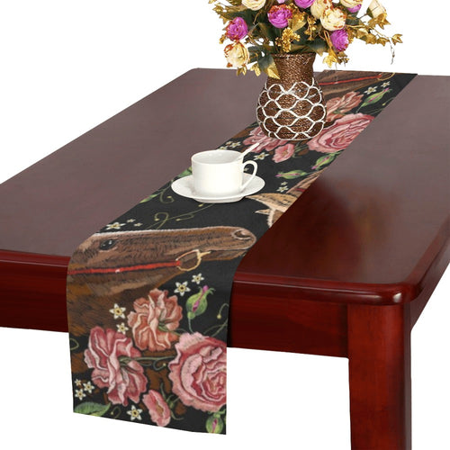 Horse head wild roses pattern Table Runner