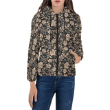 Rose Pattern Print Design 04 Women's Padded Hooded Jacket