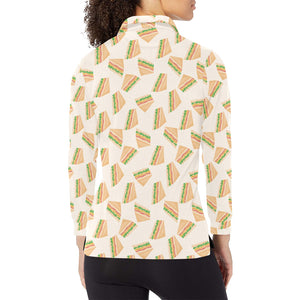 Sandwich Pattern Print Design 01 Women's Long Sleeve Polo Shirt