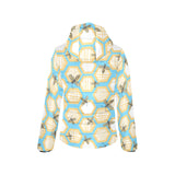 Bee honeycomb pattern Women's Padded Hooded Jacket