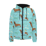 Dachshund decorative background Men's Padded Hooded Jacket