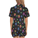 Colorful star pattern Women's V-Neck Short Pajama Set
