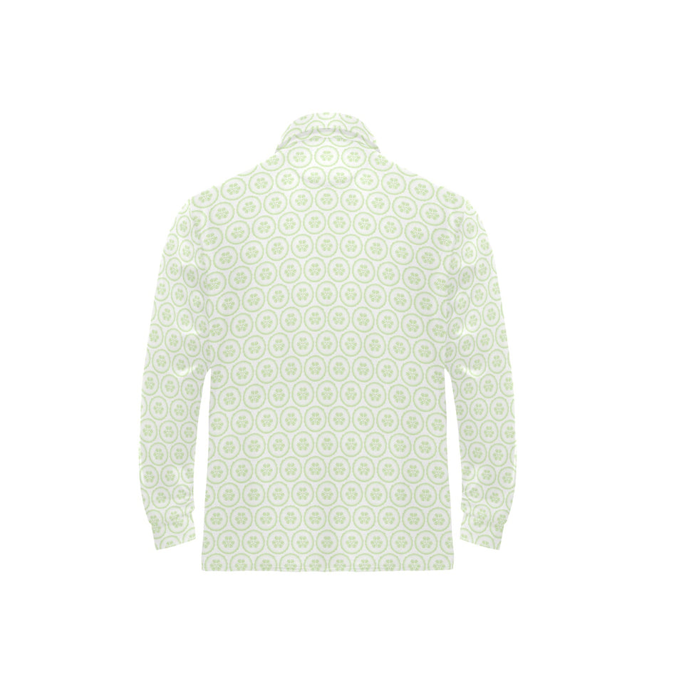 Cucumber pattern background Men's Long Sleeve Polo Shirt
