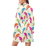 Colorful Chameleon lizard pattern Women's Long Sleeve Belted Night Robe