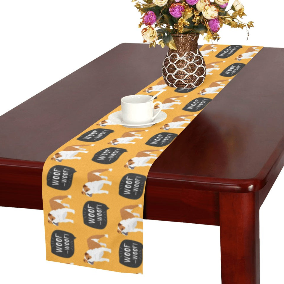 English Bulldog Pattern Print Design 04 Table Runner