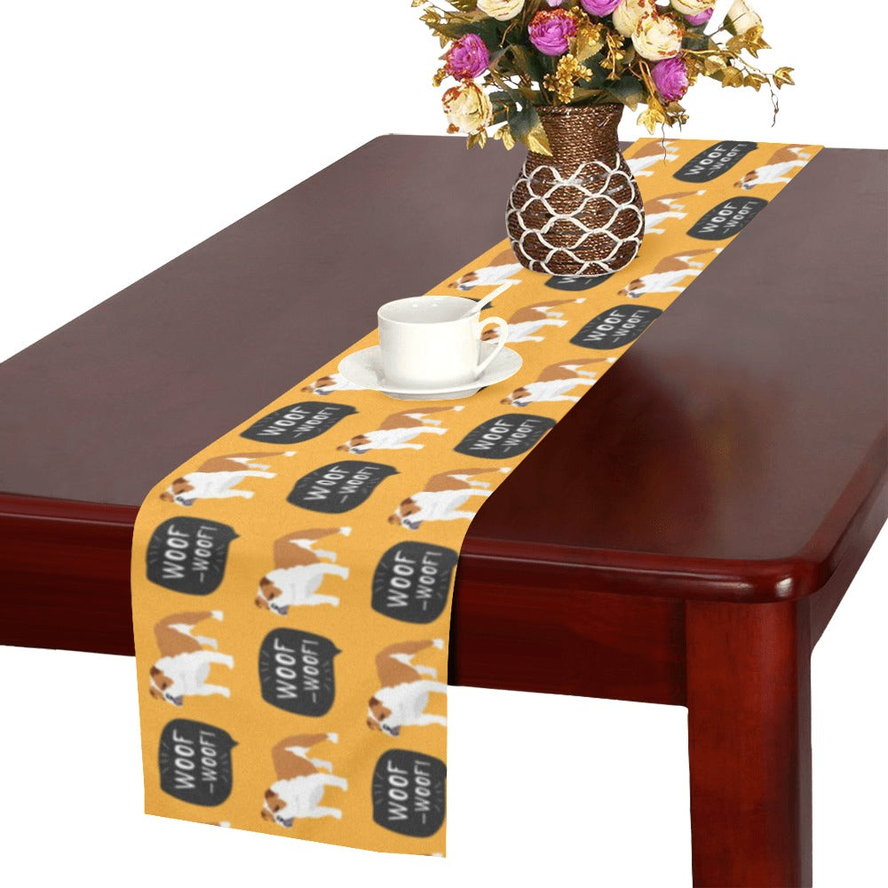 English Bulldog Pattern Print Design 04 Table Runner