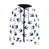 Swallow Pattern Print Design 03 Men's Padded Hooded Jacket