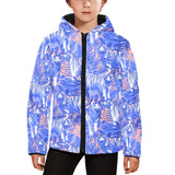 white bengal tigers pattern Kids' Boys' Girls' Padded Hooded Jacket