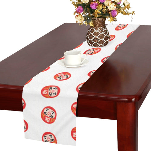 Daruma japanese wooden doll pattern Table Runner