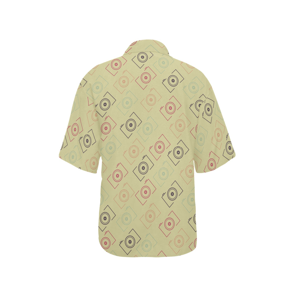 Camera Pattern Print Design 01 Women's All Over Print Hawaiian Shirt