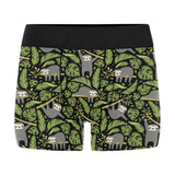 Cute sloths tropical palm leaves black background Men's All Over Print Boxer Briefs Men's Underwear